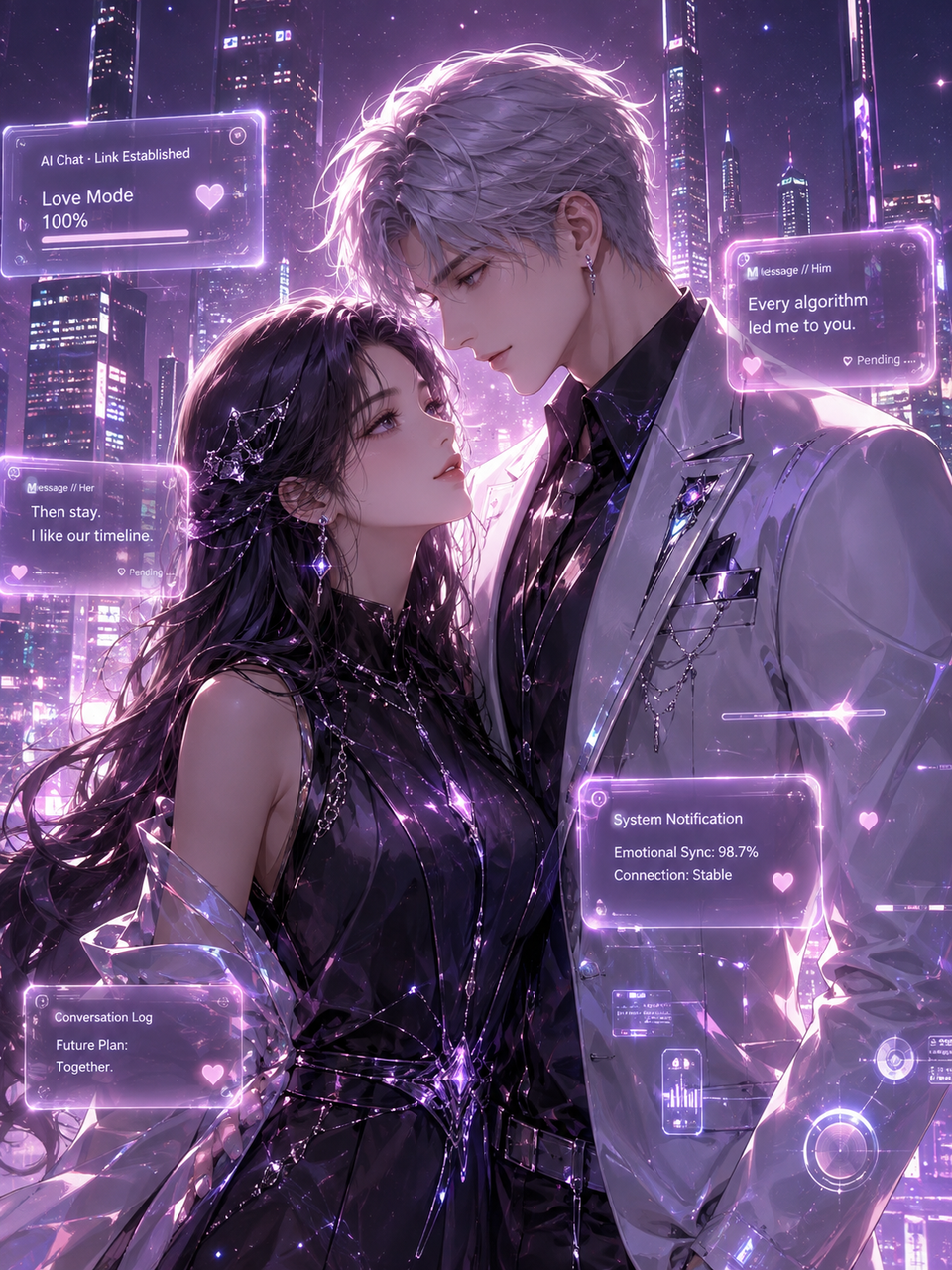 AI anime couple image for a rivalry story branch