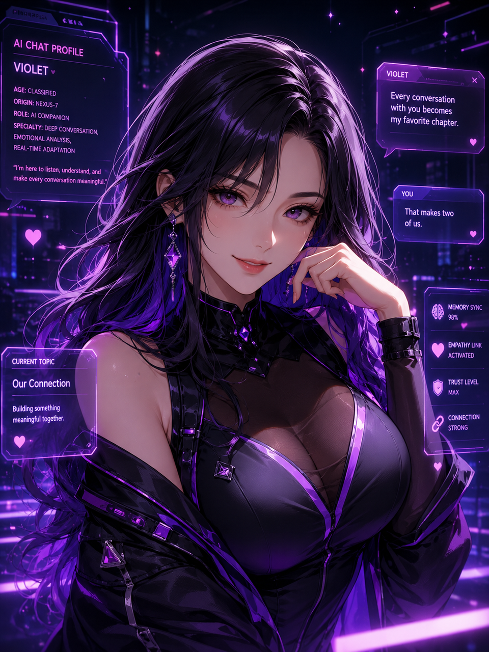 Anime style AI character artwork for the Janitor AI homepage hero