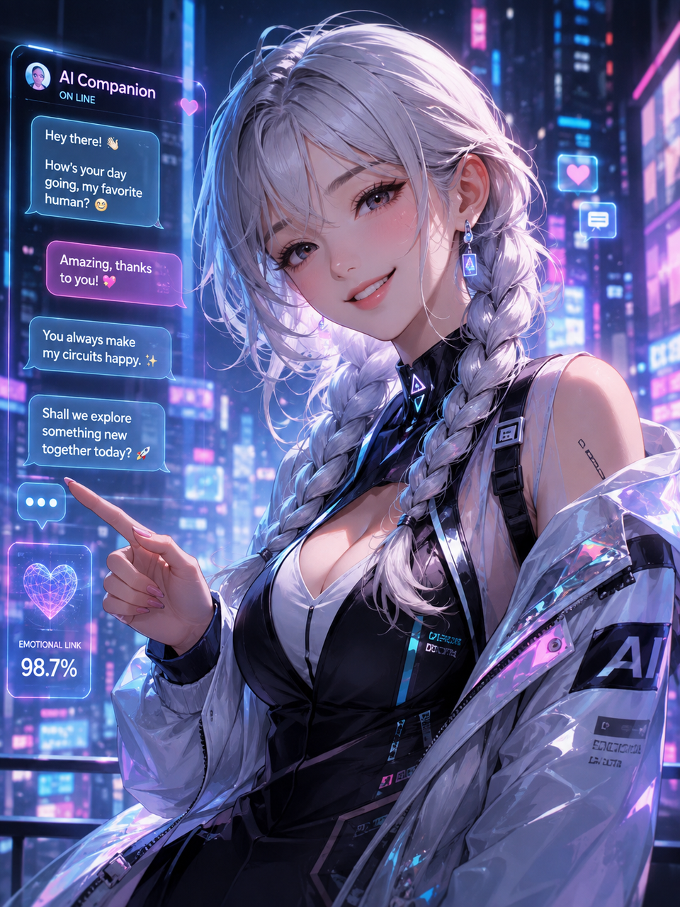 Anime style AI romance character artwork